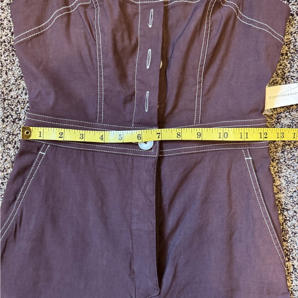 Maeve by Anthropologie Chic Brown Button-Front Bodice Jumpsuit Size 0 Wide Leg - Picture 10 of 14